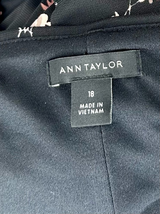 Ann Taylor Black Floral Faux Wrap Midi Dress Plus Size 18 - Picture 8 of 11